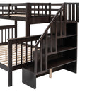 Stairway Bunk Bed With Storage And Guard Rail For Bedroom by HouseOfZazla