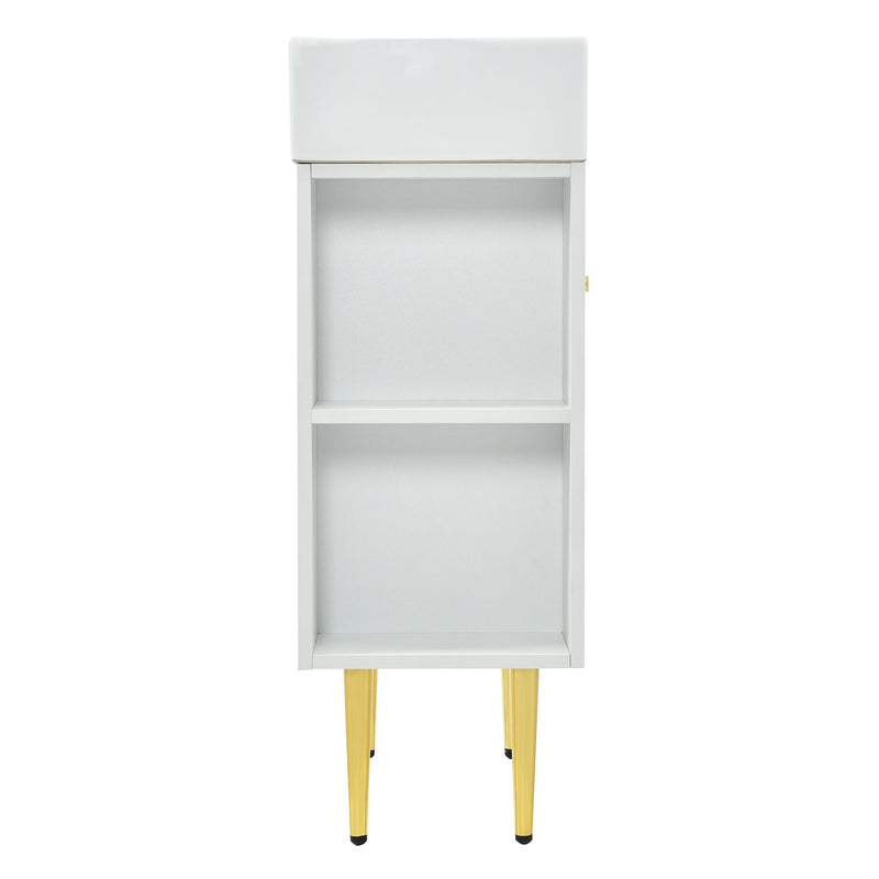 21.6" white Bathroom vanity, Combo Cabinet, Bathroom Storage Cabinet, Single Ceramic Vessel Sink, Left side storage