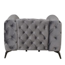 40.5" Velvet Upholstered Accent Sofa, Modern Single Sofa Chair with Button Tufted Back, Modern Single Couch for Living Room, Bedroom, or Small Space, Gray