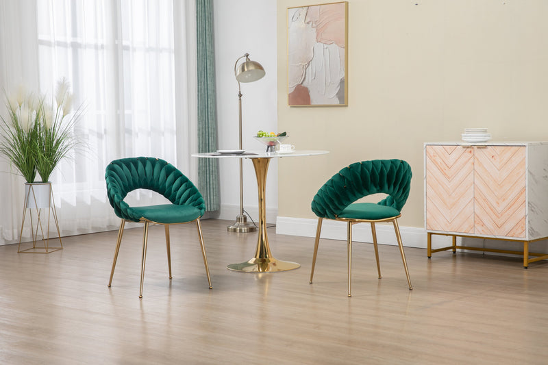 Accent Chairs Set of 2, Velvet Side Chairs with Gold Legs, Mid-Century Upholstered Dining Chairs for Living Room, Kitchen, Bedroom, Beauty Room