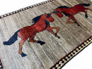 4 X 7 Handmade Hand-Knotted Quality Wool Rug Pictorial Horses Veggie Dyes Tribal