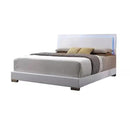 Lorimar White Faux Leather Panel Bed by HouseOfZazla