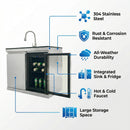 Sink and Fridge Combo for Outdoor Kitchen, 70L Refrigerator and Sink with Pull-Down Faucet by HouseOfZazla
