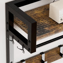 Hall Tree With 2 Movable Drawers, Shoe Storage, Shelves, Garment Racks, And 23 Hooks For Entryway - Rustic Brown by HouseOfZazla