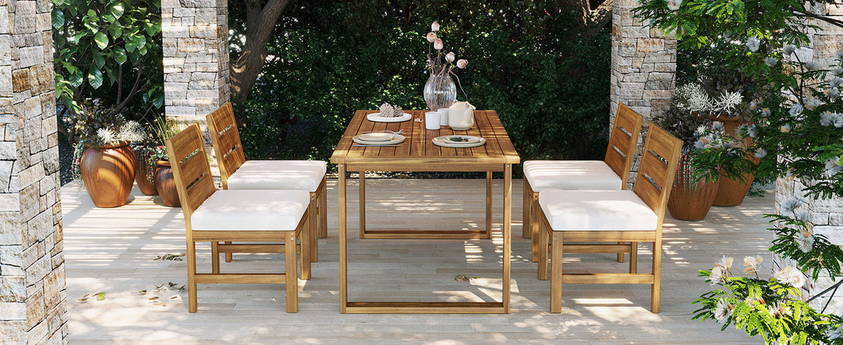 U_STYLE Farmhouse 5-Piece Outdoor Patio Dining Set, photo 5 of 10