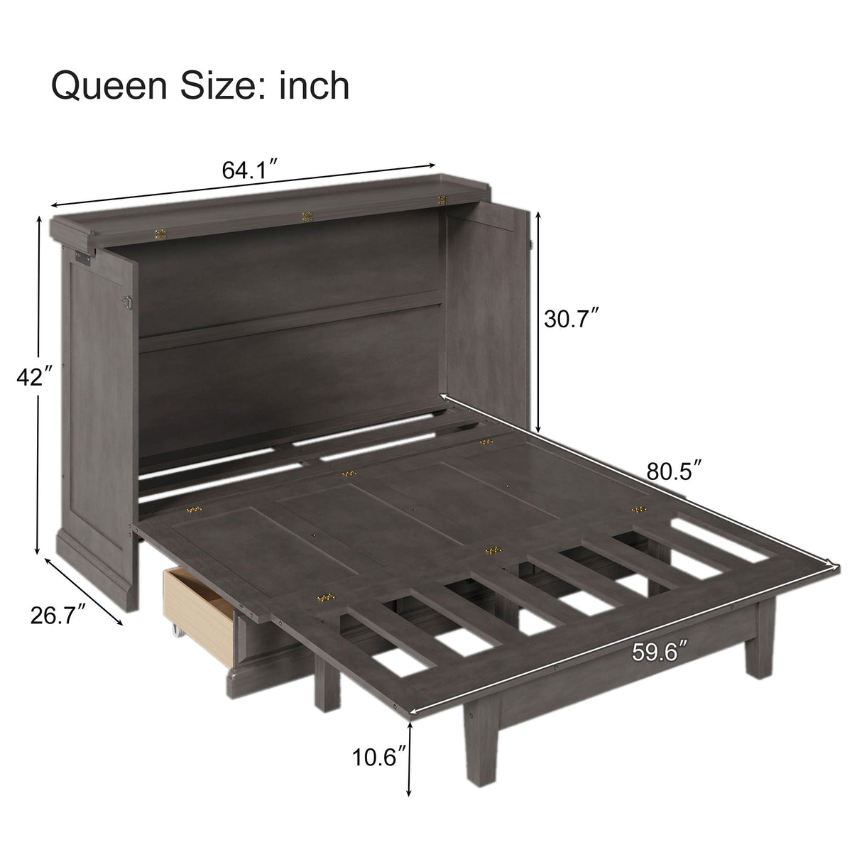 Murphy Bed Chest Cube Cabinet With Charging Station And Large Storage Drawer, photo 6 of 22