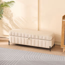 Wide Upholstered Storage Soft Bench Ottoman With Metal Legs