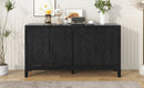 4-door Retro Sideboard with Adjustable Shelves, Two Large Cabinet with Long Handle, for Living Room and Dining Room (Black)