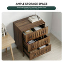 3 Drawer Dresser, Storage Cabinet With Vertical Grooves For Bedroom - Walnut by HouseOfZazla
