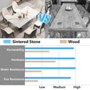 63" Modern Artificial Stone Crescent-Shaped Metal Legs, Can Accommodate 6-8 People - White / Black by HouseOfZazla