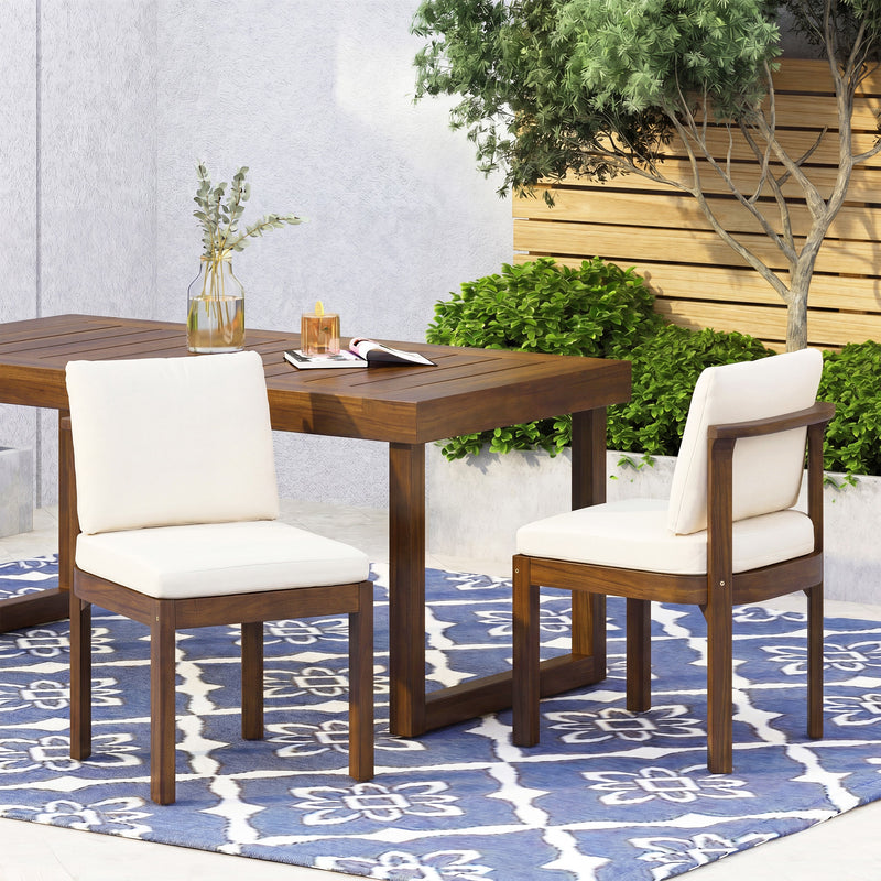 Acacia Wood Outdoor Dining Chair (Set of 2), photo 2 of 10