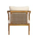 Acacia Wood Outdoor Patio Club Chair with PE Wicker Backrest & Cushions (Set of 2) by HouseOfZazla