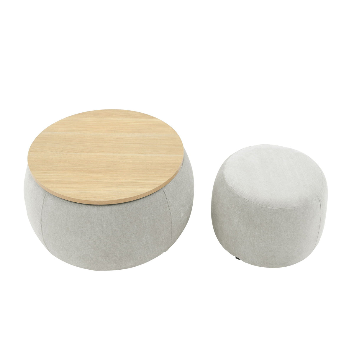 Round Storage Ottoman, 2 In 1 Function, End Table And Ottoman, photo 2 of 16