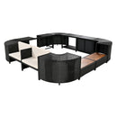 Spa Surround Spa Frame Quadrilateral Outdoor Rattan Sectional Sofa Set With Mini Sofa, Wooden Seats And Storage Spaces by HouseOfZazla