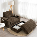 Oversized Chaise Lounge Indoor Rabbit Fur Sofa Bed With Storage Ottoman And Armrests Cup Holders With Deep Seat by Unique Piece Furniture
