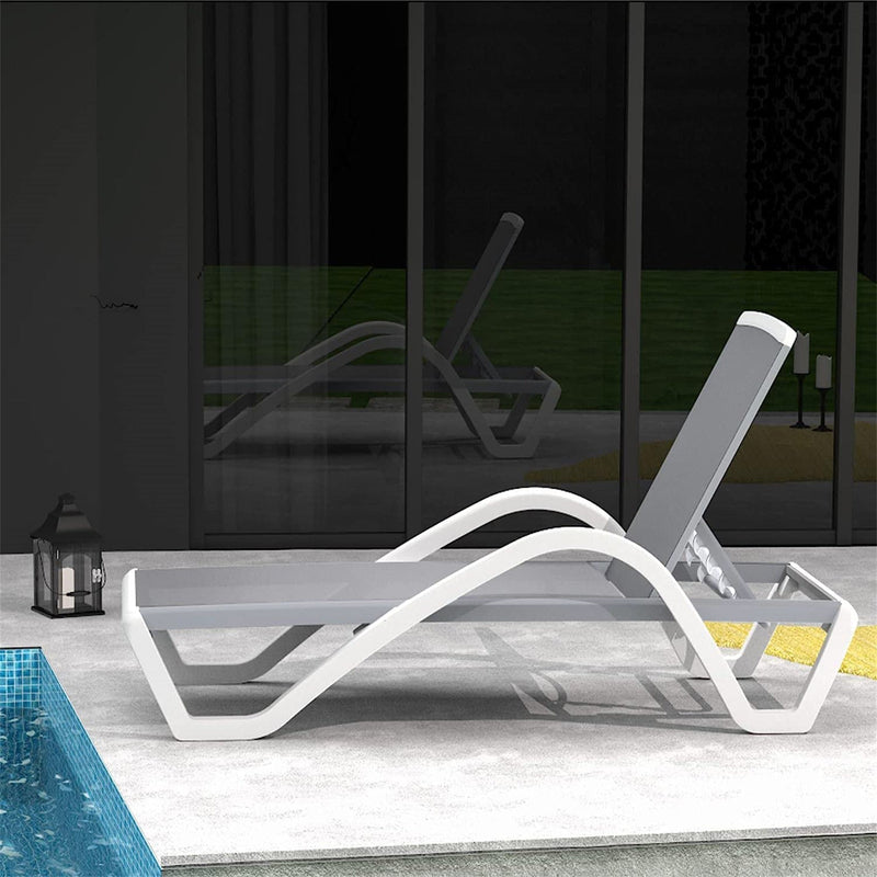 Patio Chaise Lounge Adjustable Aluminum Pool Lounge Chairs with Arm All Weather Pool Chairs for Outside, in-Pool, Lawn (Gray, 1 Lounge Chair)