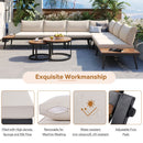 6-Piece Outdoor Sectional Sofa Set with Round Nesting Coffee Tables and Seating Sofa with Cushions for Patio, Porch and Garden (Beige)