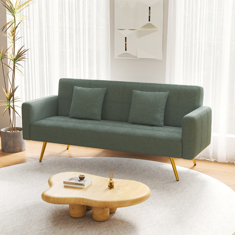 71.7 inch green teddy fleece sofa bedBring two throw pillows