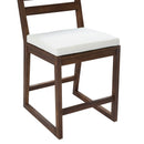 TREXM Rustic Patio Bar Set with Ergonomic Chairs, Solid Wood Slatted Tabletop in Mocha+Beige Cushion by Montret