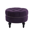 Dawn - Tufted Round Ottoman Nailhead Accents - Purple by HouseOfZazla
