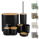 8Pcs Bathroom Accessories Set Bathroom Holder Set with Soap Dispenser Toothbrush Holder Cup Soap Dish Toilet Cleaning Brush Trash Can Qtip Holder Vani