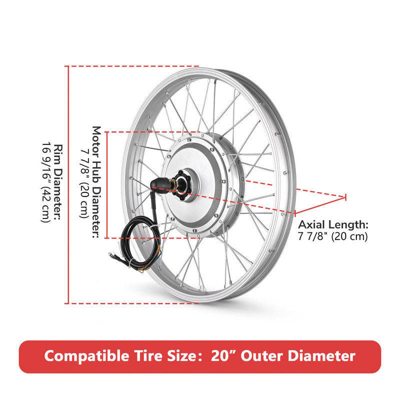 Yescom 20" Electric Bicycle Motor Rear Wheel Kit 36v 750w