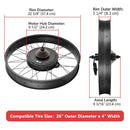 Yescom Bicycle Motor Kit Fat Bike Conversion Kit 1500W 48V 26"