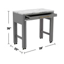 Light Gray Faux Marble Dining Table with Storage Drawer by HouseOfZazla