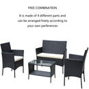 4 PC Rattan Patio Furniture Set Outdoor Cushioned Wicker Sofa