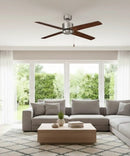 52" Aldea IV 4-Blade Ceiling Fan Brushed Nickel Motor Finish and Walnut Blade Finish by LampsUSA