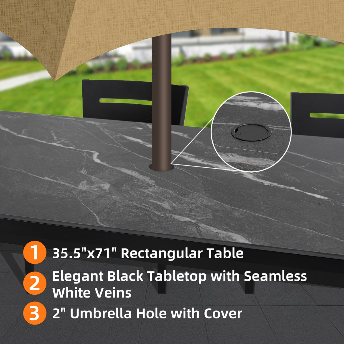 Modern 7-Piece Outdoor Patio Aluminum Dining Set, photo 4 of 10