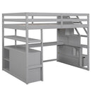 Loft Bed With Desk, Shelves, 2 Drawers, Storage Staircase by HouseOfZazla