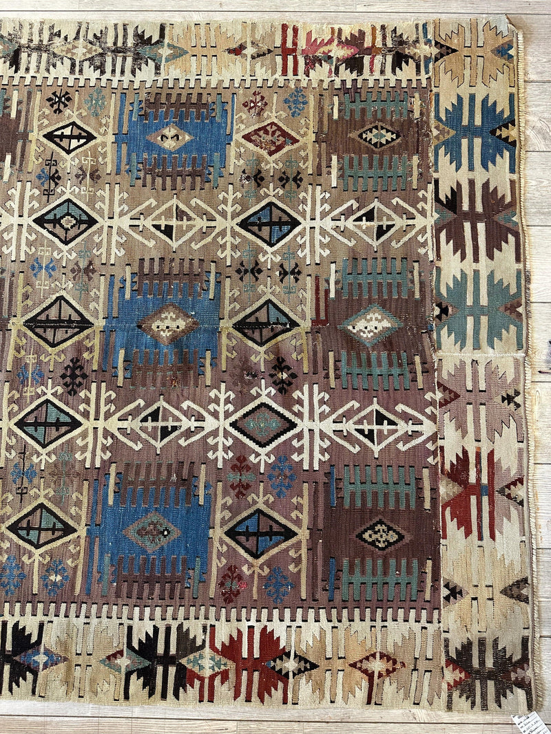 Reyhanli Anatolian 19th C Antique One Of A Kind Kilim Rug 5’ x 8’3”