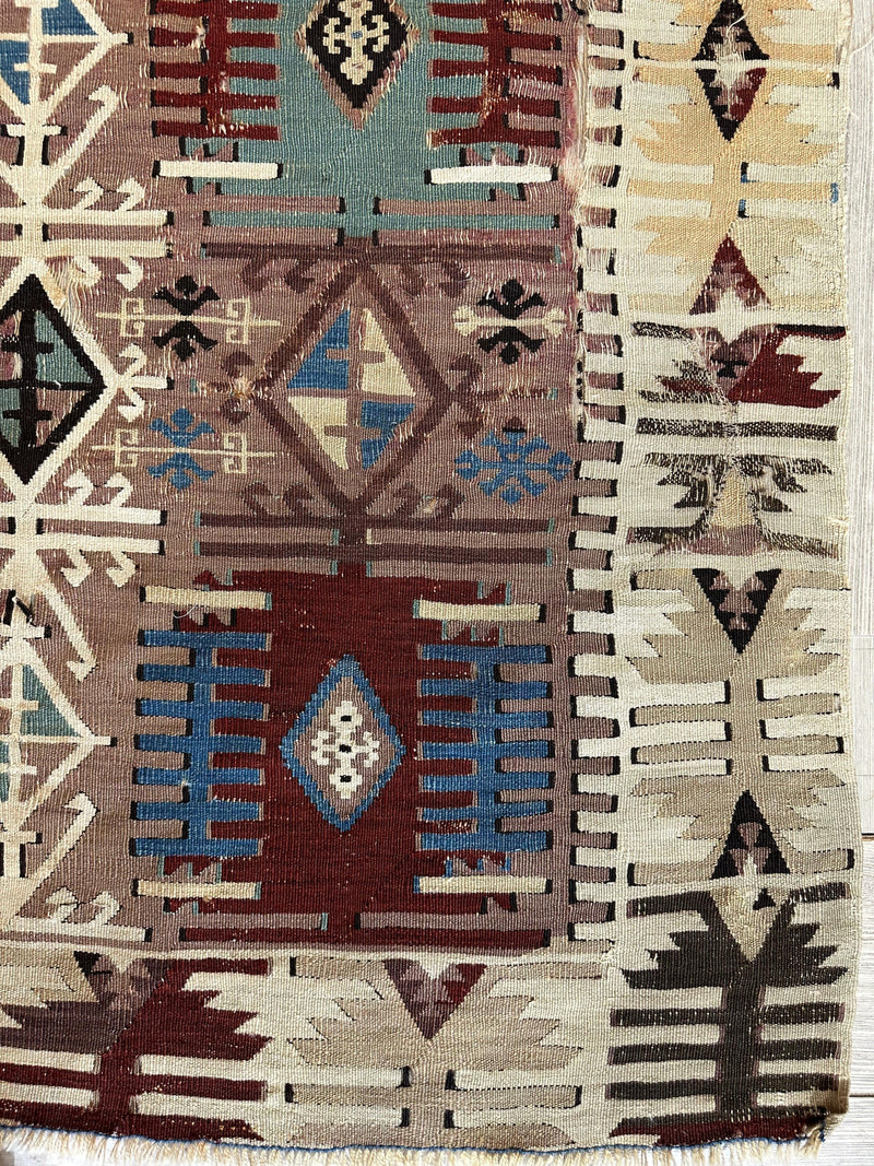 Reyhanli Anatolian 19th C Antique One Of A Kind Kilim Rug 5’ x 8’3”