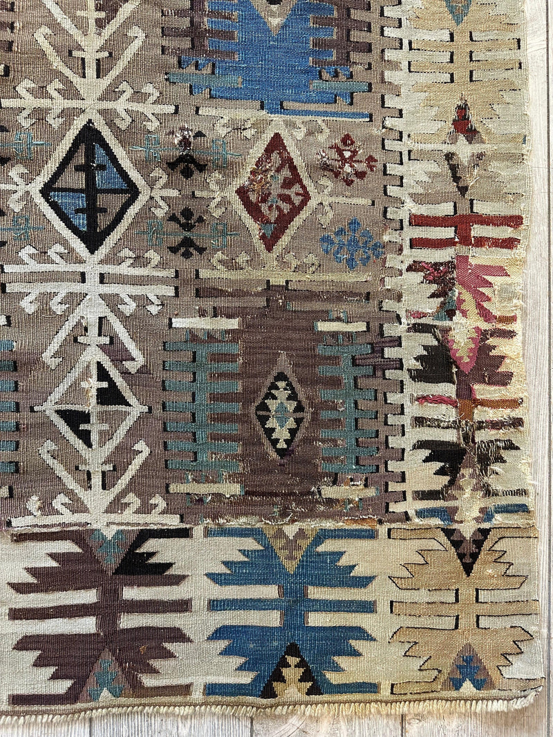 Reyhanli Anatolian 19th C Antique One Of A Kind Kilim Rug 5’ x 8’3”