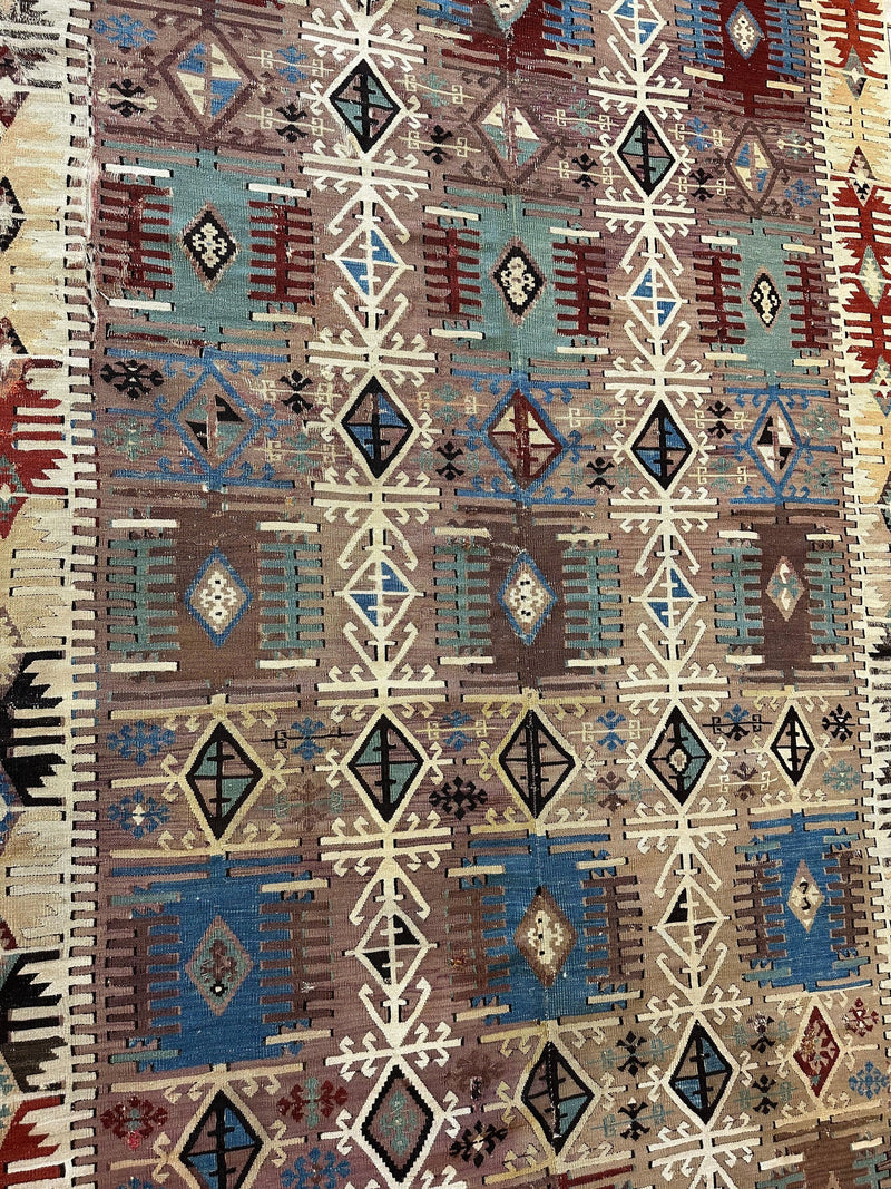 Reyhanli Anatolian 19th C Antique One Of A Kind Kilim Rug 5’ x 8’3”