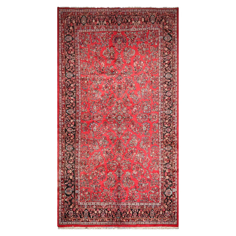 8'10''x16'3'' Oversize Coral Hand Knotted Traditional Heriz Medallion Wool Oriental Area Rug