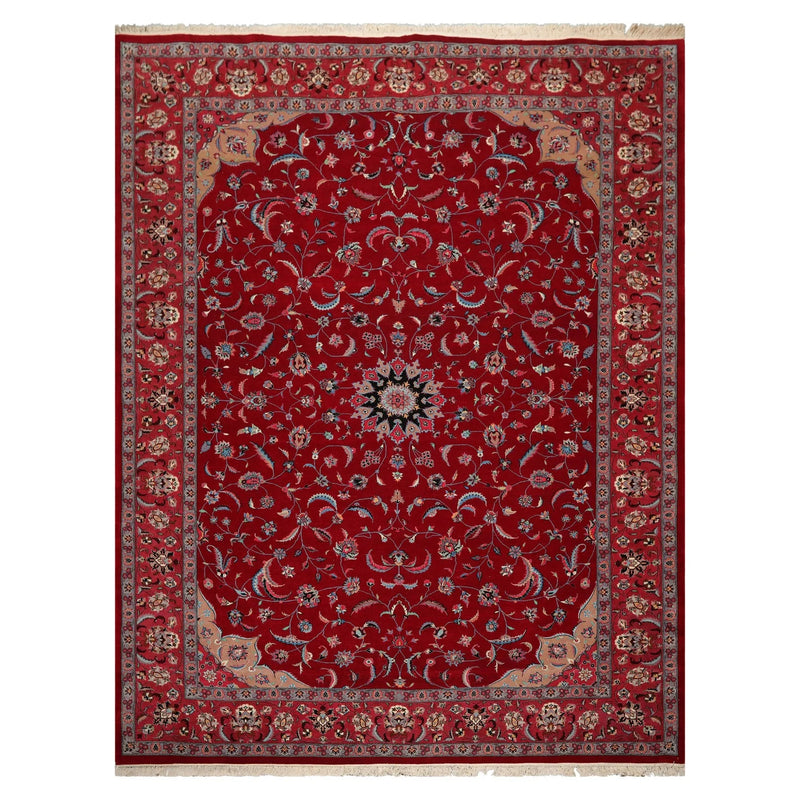 9'3'' x 12'4'' Hand Knotted Wool Tabrizz Samover 250 KPSI Oriental Area Rug Red
