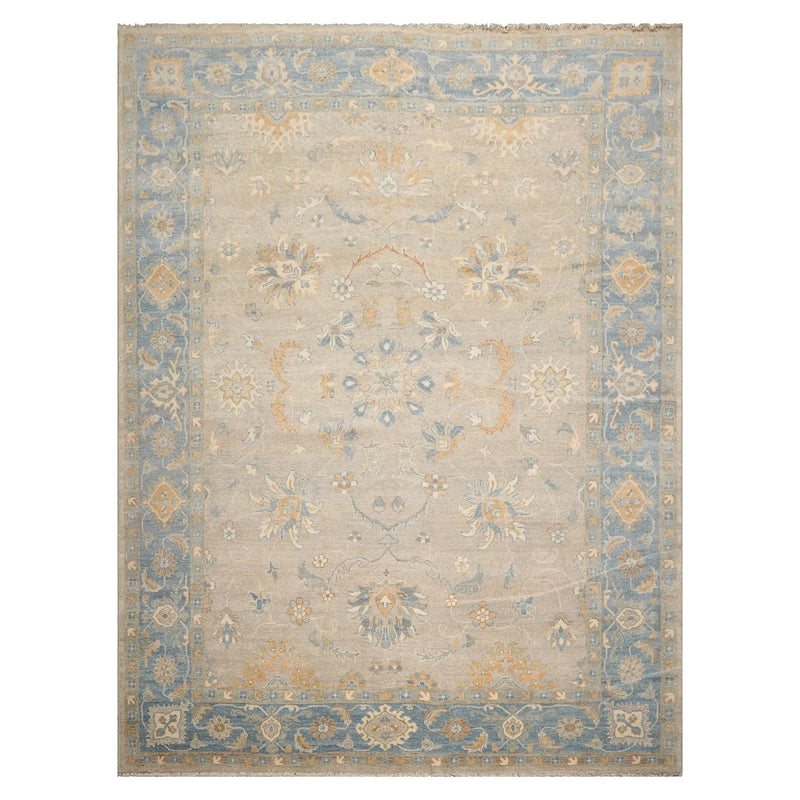 9x12 Gray Hand Knotted Traditional Afghan Oushak Wool Oriental Area Rug