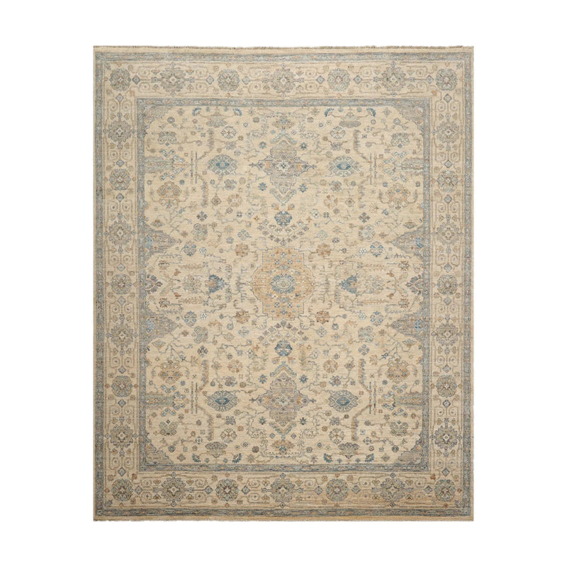 8x10 Beige Hand Knotted Traditional Wool Oriental Area Rug