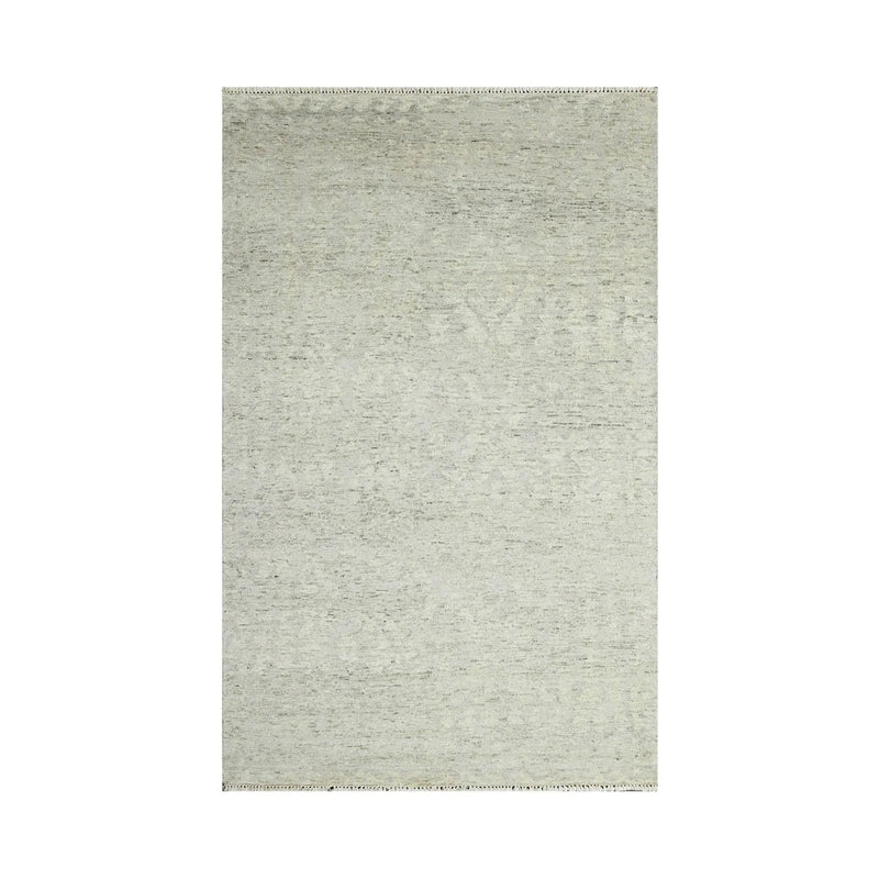 5x7 Gray, Beige Hand Knotted Abstract Tibetan 100% Wool Modern & Contemporary Oriental Area Rug