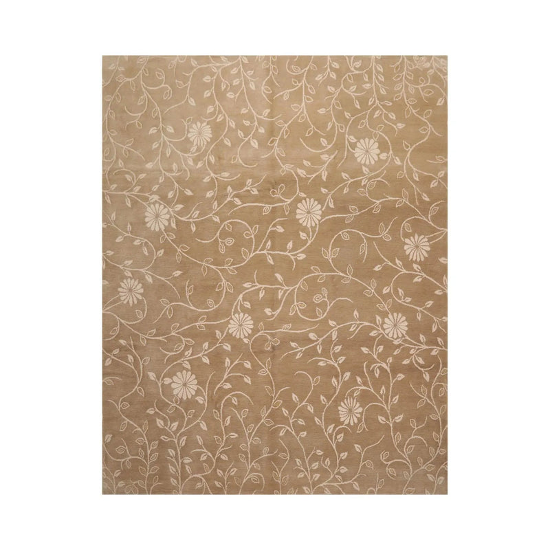 8x10 Tone On Tone Beige Hand Knotted Tibetan 100% Wool Lapchi Transitional Oriental Area Rug