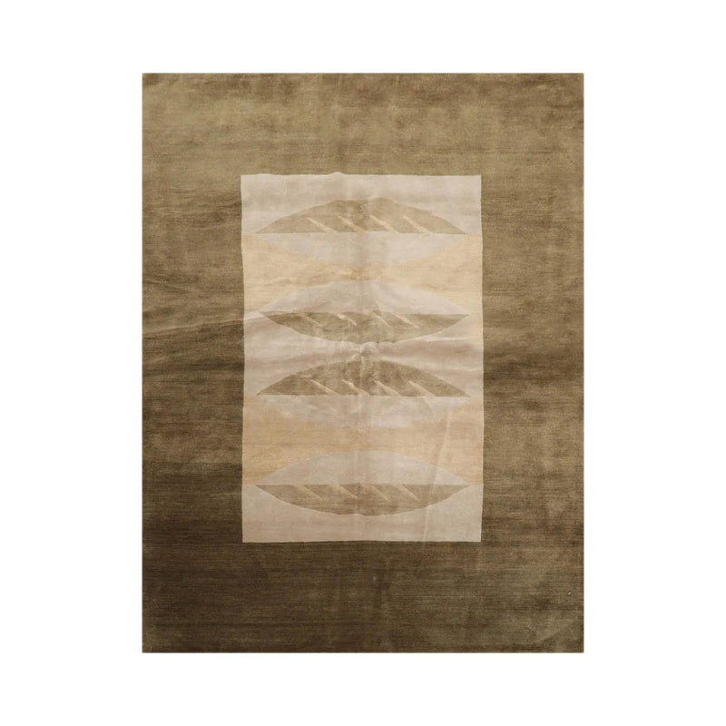 5x7 Beige, Moss Hand Knotted Tibetan 100% Wool Michaelian & Kohlberg Transitional Oriental Area Rug Beige, Moss