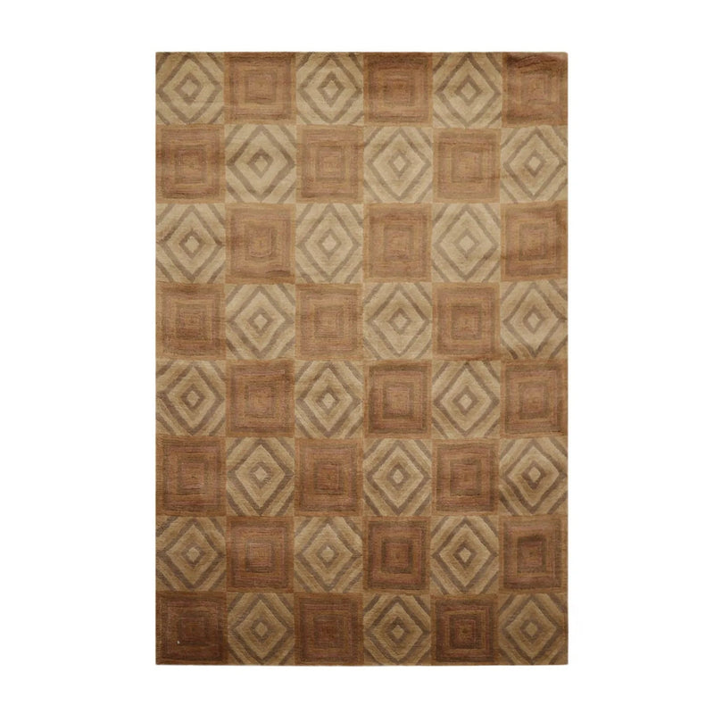 4x6 Brown Hand Knotted Tibetan 100% Wool Michaelian & Kohlberg Modern & Contemporary Oriental Area Rug