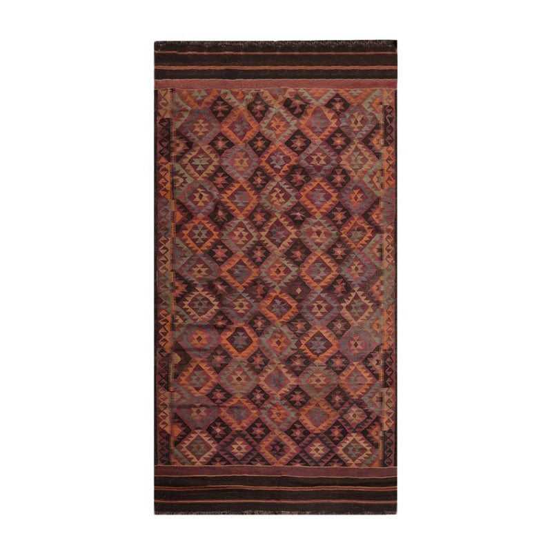 6'3''x12'3'' Brown Hand Knotted Flatweave Kilim 100% Wool Kilim Southwestern Oriental Area Rug