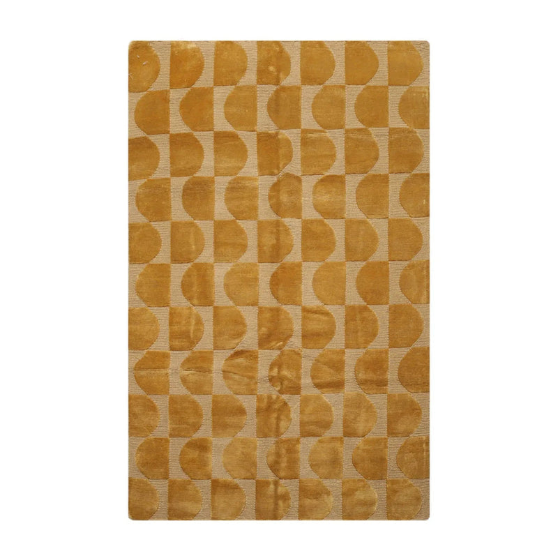 5x7 Gold Hand Knotted Tibetan 100% Wool Modern & Contemporary Oriental Area Rug