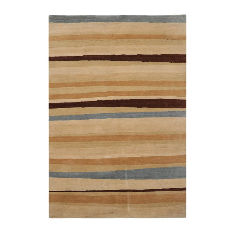 4x6 Beige, Tan Hand Knotted Tibetan 100% Wool Modern & Contemporary Oriental Area Rug