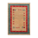 4x6 Beige Hand Knotted Tibetan Contemporary Gabehh Pictorial Wool Oriental Area Rug