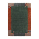 4x6 Green Hand Knotted Tibetan Contemporary Bordered Wool Oriental Area Rug