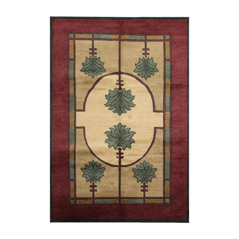 6x9 William Morris Beige Hand Knotted Arts & Crafts/Mission Wool Oriental Area Rug